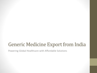 Generic Medicine Export from India