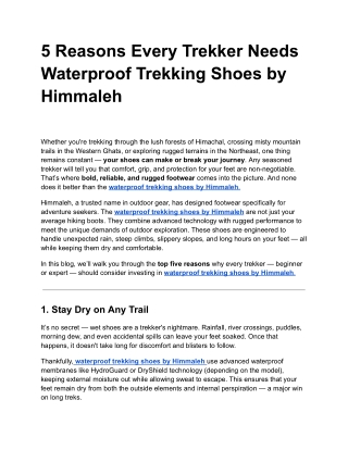 5 Reasons Every Trekker Needs Waterproof Trekking Shoes by Himmaleh