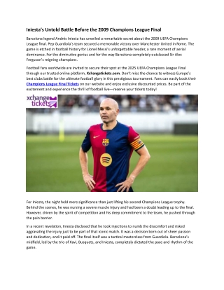Iniesta’s Untold Battle Before the 2009 Champions League Final