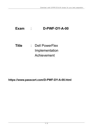 D-PWF-DY-A-00 Dumps PDF – Dell PowerFlex Deploy Exam Questions and Answers