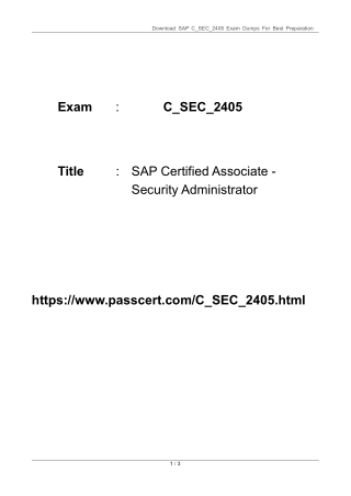 C_SEC_2405 Dumps PDF – SAP Certified Associate Security Exam Questions
