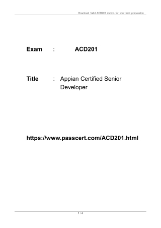 ACD201 Dumps PDF – Appian Certified Associate Developer Practice Questions and Answers