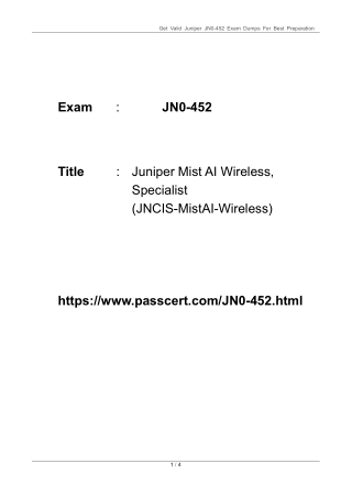 JN0-452 Dumps PDF – Juniper Mist AI Wireless Specialist (JNCIS-MistAI) Practice Questions