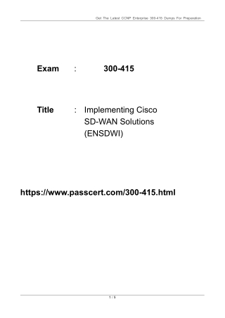 Latest 300-415 Exam Dumps PDF – Cisco ENSDWI Practice Questions with Accurate Answers
