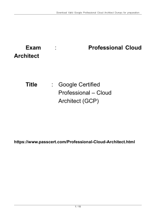 Professional Cloud Architect Dumps PDF – Google Cloud Certified Practice Questions 2025