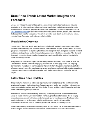 Urea Price Trend: Latest Market Insights and Forecasts