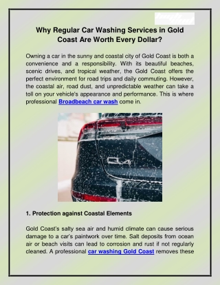 Why Regular Car Washing Services in Gold Coast Are Worth Every Dollar