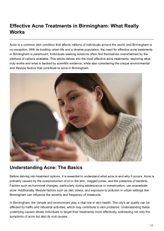 Effective Acne Treatments in Birmingham What Really Works