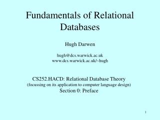 Fundamentals of Relational Databases
