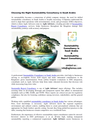 Choosing the Right Sustainability Consultancy in Saudi Arabia