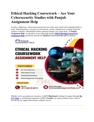 Ethical Hacking Coursework – Ace Your Cybersecurity Studies with Punjab Assignment Help.