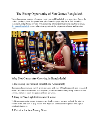 The Rising Opportunity of Slot Games Bangladesh