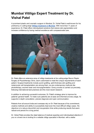 Mumbai Vitiligo Expert Treatment by Dr