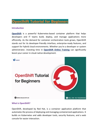 OpenShift Online Training Institute - OpenShift Training In Hyderabad