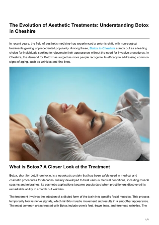 The Evolution of Aesthetic Treatments Understanding Botox in Cheshire