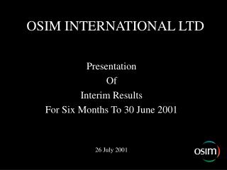 OSIM INTERNATIONAL LTD