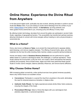 Online Homa: Experience the Divine Ritual from Anywhere