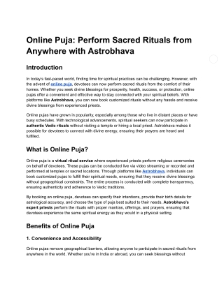 Online Puja: Perform Sacred Rituals from Anywhere with Astrobhava