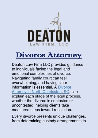 Divorce Attorney in North Charleston, SC: Protecting Your Interests