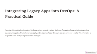 Integrating Legacy Apps into DevOps: A Practical Guide