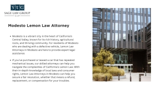 Modesto Lemon Law Attorney - Sage Law Group LLP