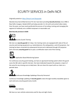 SECURITY SERVICES in Delhi NCR