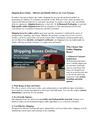 Shipping Boxes Online