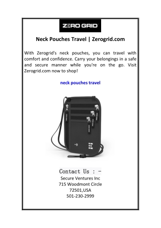 Neck Pouches Travel  Zerogrid.com