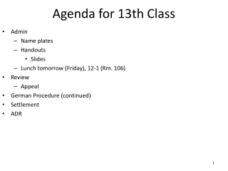 Agenda for 13th Class