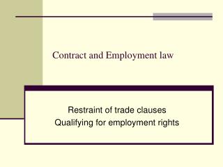 Contract and Employment law