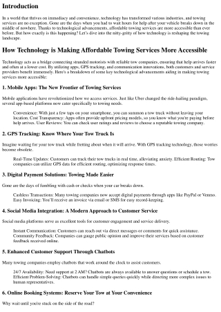 How Technology is Making Affordable Towing Services More Accessible
