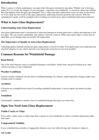Auto Glass Replacement FAQs: Everything You Need to Know