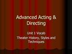 Advanced Acting Directing