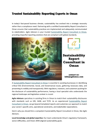 Trusted Sustainability Reporting Experts in Oman
