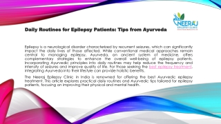 Daily Routines for Epilepsy Patients: Tips from Ayurveda