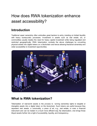 How does RWA tokenization enhance asset accessibility