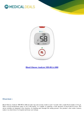 Blood Glucose Analyzer MD-BGA-1000