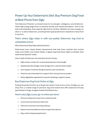 Power Up Your Doberman’s Diet Buy Premium Dog Food at Best Prices from Zigly
