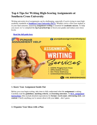 Top 6 Tips for Writing High-Scoring Assignments at Southern Cross University