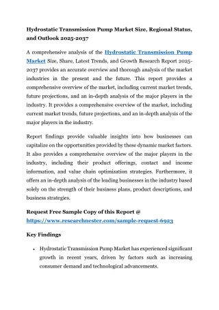 Hydrostatic Transmission Pump Market