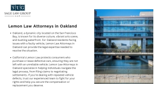 Oakland Lemon Law Attorneys - Sage Law Group LLP