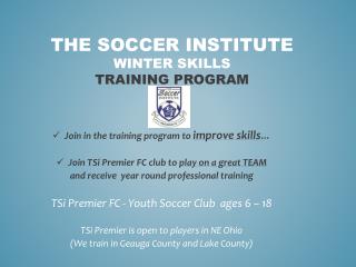 The Soccer Institute winter Skills Training Program