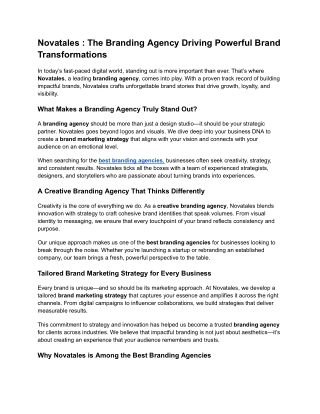 Novatales _ The Branding Agency Driving Powerful Brand Transformations