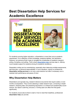 Best Dissertation Help Services for Academic Excellence