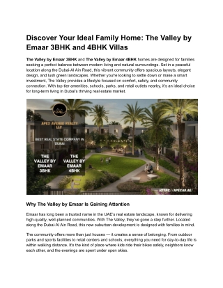 The Valley by Emaar 3BHK and 4BHK Villas