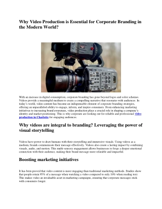 Apex Video Productions - Professional Video Production in Charlotte, NC