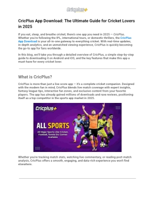 CricPlus App Download_ The Ultimate Guide for Cricket Lovers in 2025