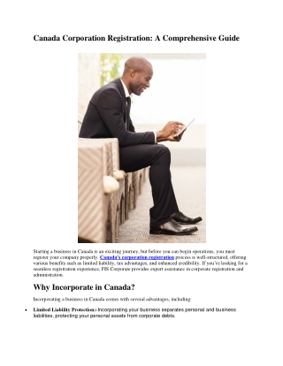 FISCorporate - Streamlined Canada Corporation Registration and Compliance