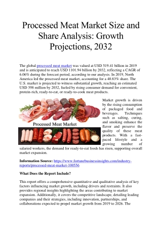 Processed Meat Market Analysis and Forecast: Size, Share, and Growth Trends, 203