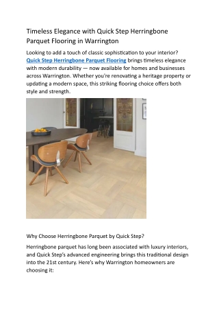 Quick Step Herringbone Parquet Flooring in Warrington